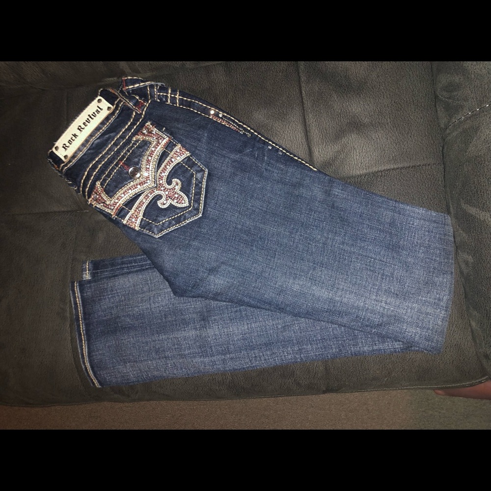 NWOT Rock Revival Celinda size 25 Strait leg jeans. Gorgeous, dark blue! - Picture 3 of 4